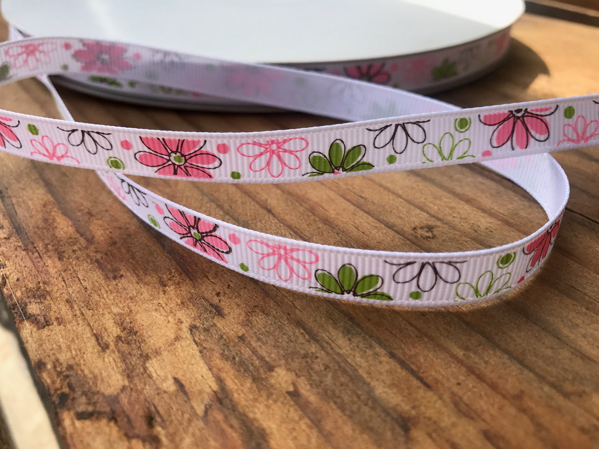 9mm Pink & Green Flower