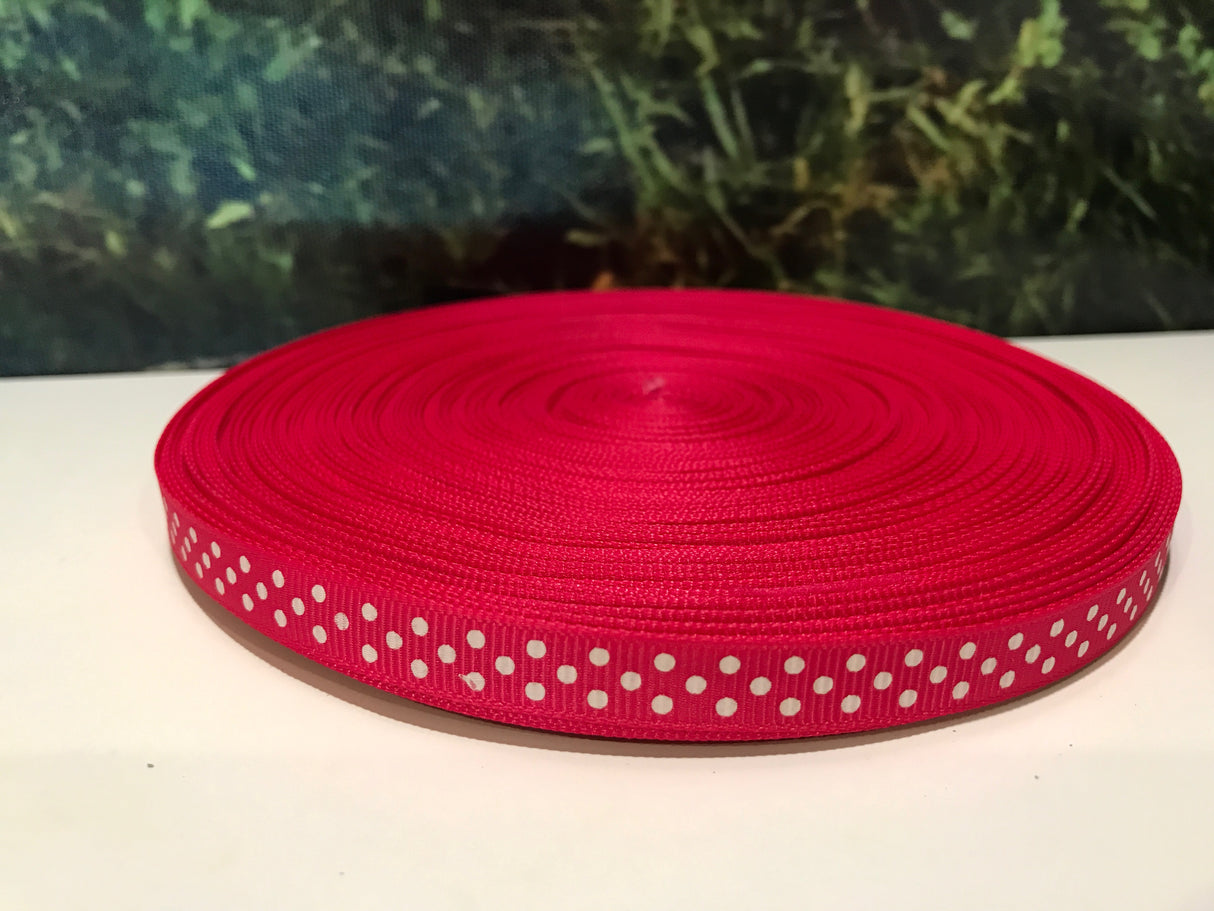 10mm Grosgrain Polka Dots - 8 colours available Pink