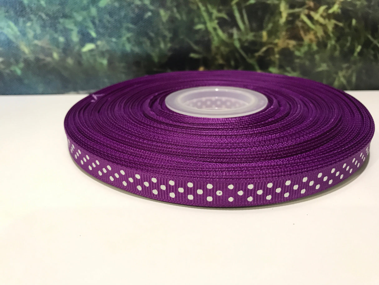 10mm Grosgrain Polka Dots - 8 colours available Violet