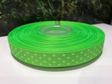 16mm Grosgrain Polka Dots - 3 colours available Hot Green