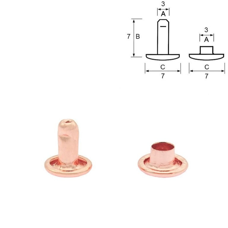 Double Capped Rivets - Rose Gold 7mm